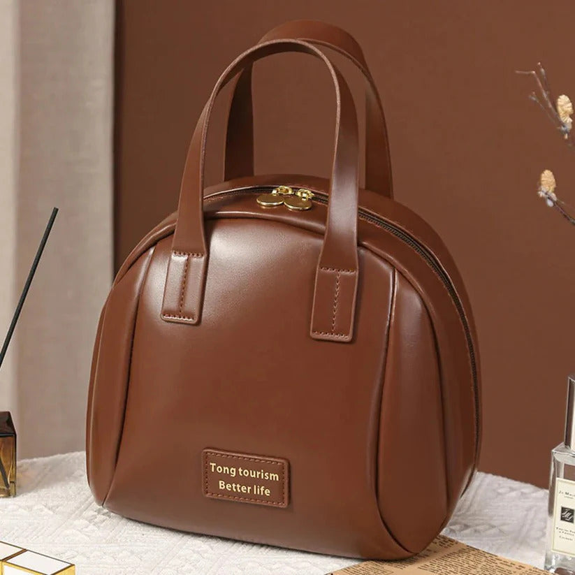 Portable Round Cosmetic Handbag - Travel Makeup Bag