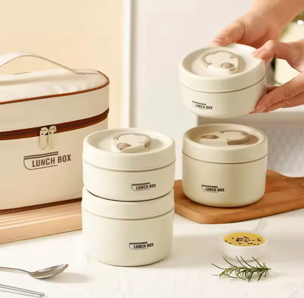 Insulated Stainless Steel Lunch Box Set with Thermal Bag