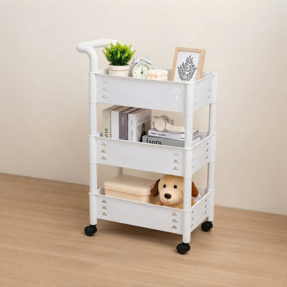 3 , 4 Tier Rolling Storage Cart with Wheels & Handle White