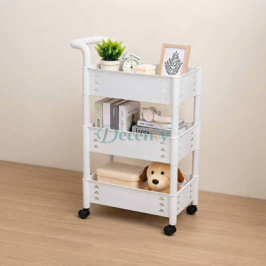 3 , 4 Tier Rolling Storage Cart with Wheels & Handle White