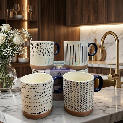 Luxury Ceramic Coffee Mug Set of 4 – Printed Tea Cups