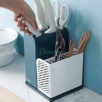 Multi-Function Kitchen Knife Block Holder with Cutlery Stand