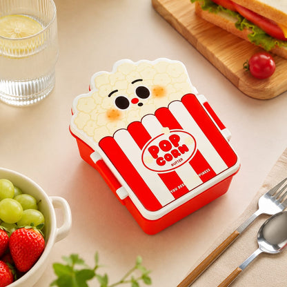 Cute Popcorn Design Lunch Box for Kids - Compartment Tiffin Box