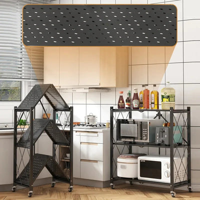 3 Tier Foldable Storage Shelves with Wheels
