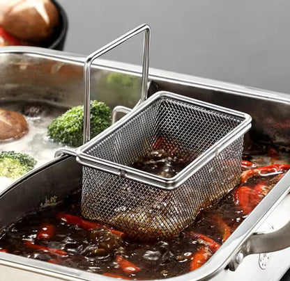 Stainless Steel Deep Fryer Basket with Handle for Kitchen
