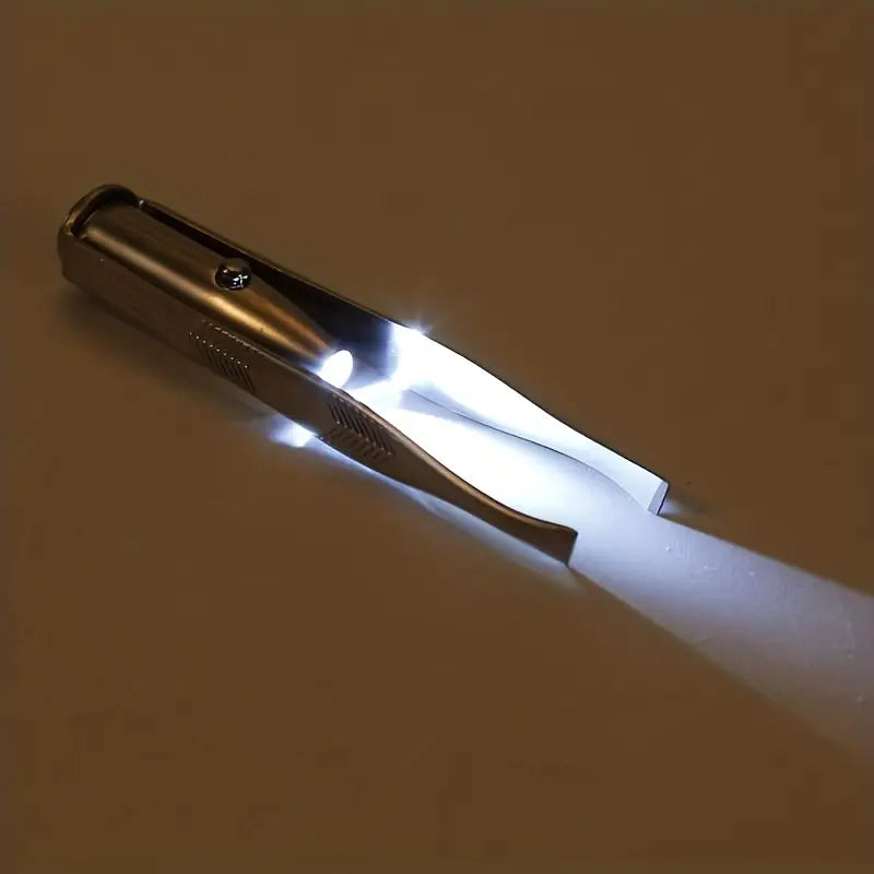 Precision Stainless Steel LED Tweezers for Eyebrows & Facial Hair