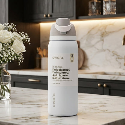 Owala FreeSip 32 oz Insulated Water Bottle – Shy Marshmallow