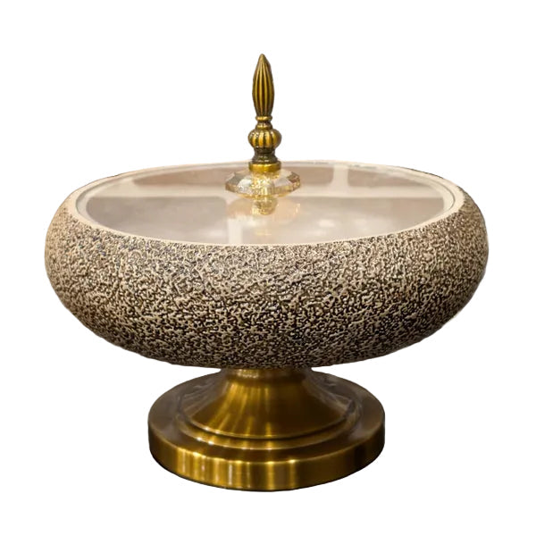 Royal Crystal Textured Glass Candy Jar with Decorative Lid