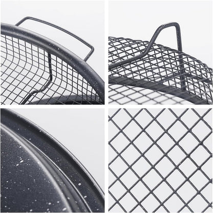 Non-Stick Air Fryer Crisp Tray Basket Set for Oven - Round Mesh Plate