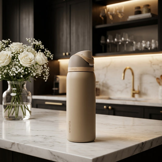 Owala FreeSip 32 oz Insulated Water Bottle - Desert Tan & Brown