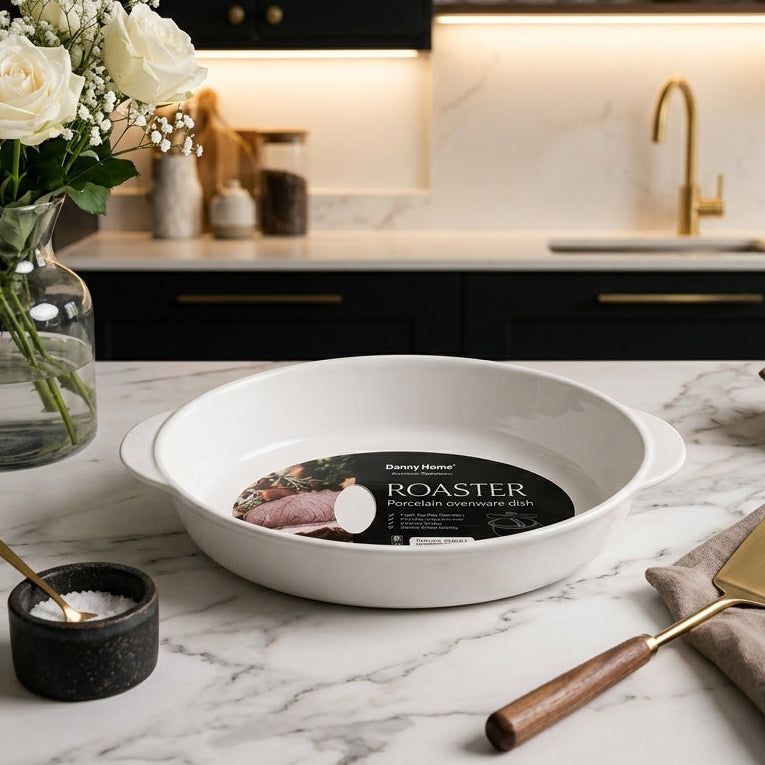 Danny Home Porcelain Oval Ovenware Roaster Dish – 10.25 Inch