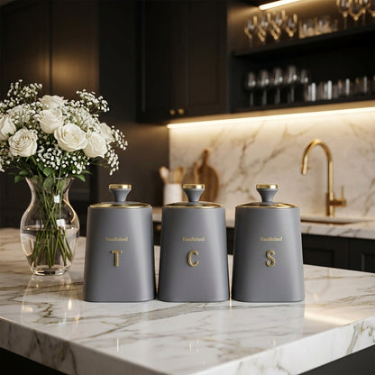 Haus Roland 3 Piece Matte Canister Set for Tea, Coffee & Sugar
