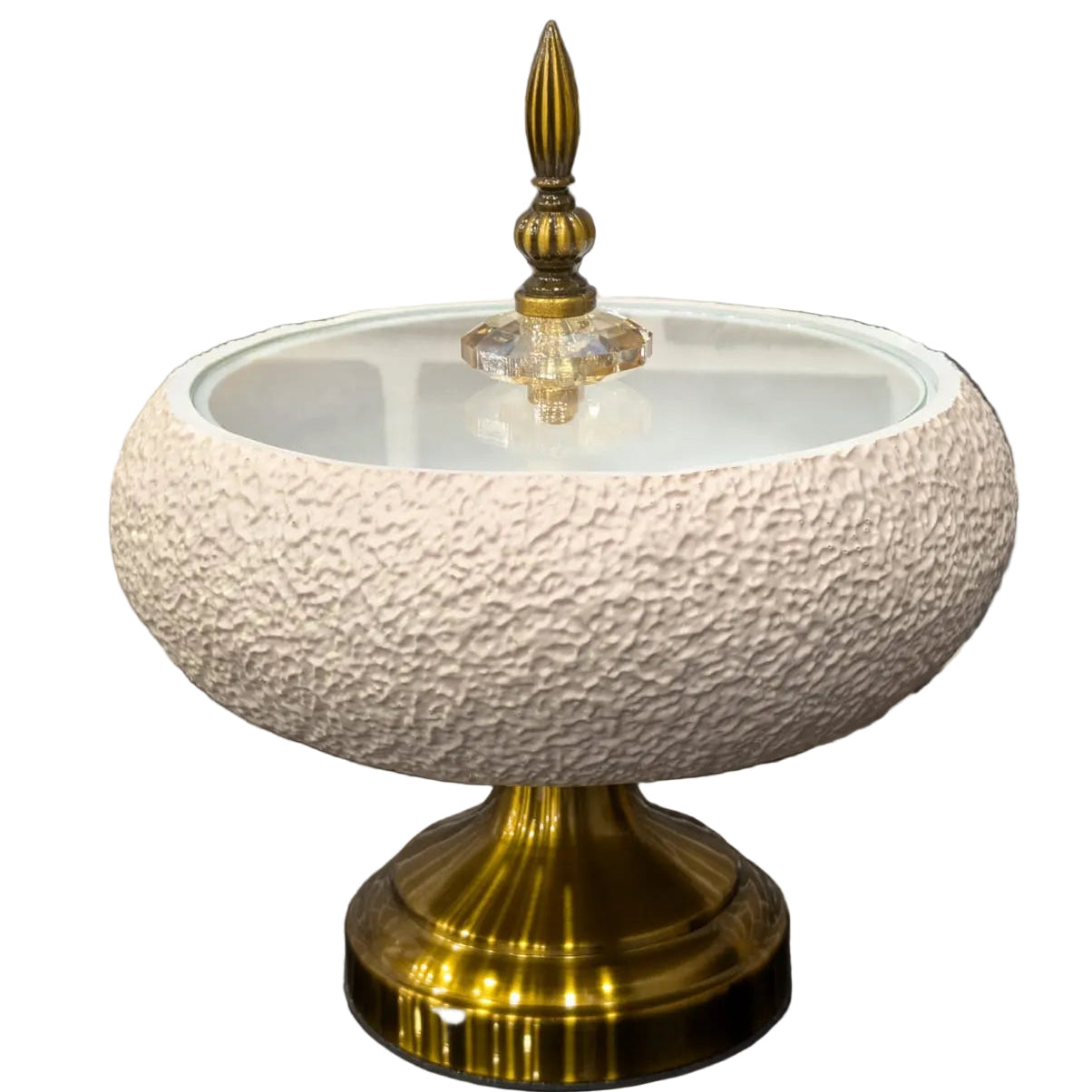 Royal Crystal Textured Glass Candy Jar with Decorative Lid