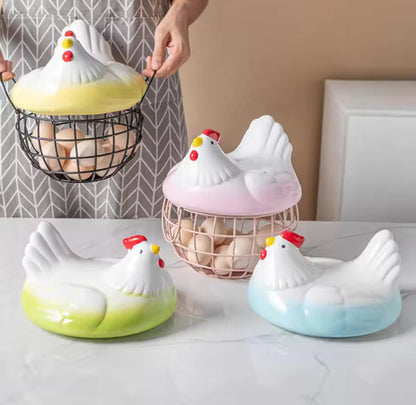 Egg Storage Basket Metal Wire Kitchen Counter Organizer