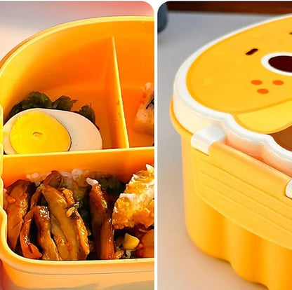 Cute Burger Shape Kids Lunch Box with Spoon & Fork