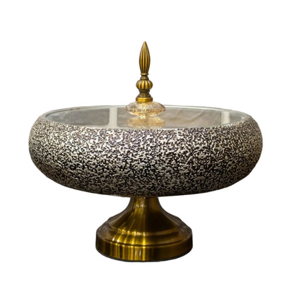 Royal Crystal Textured Glass Candy Jar with Decorative Lid