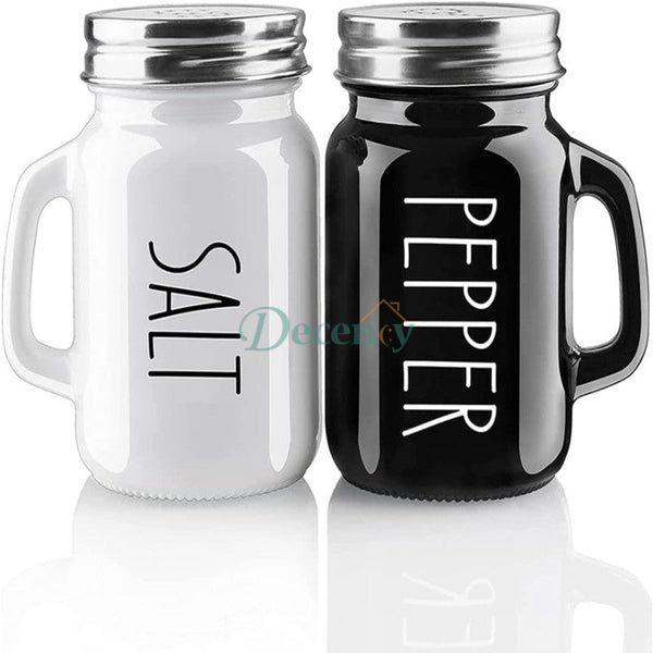 Salt and Pepper Shaker Set, Glass Black and White Shaker Set