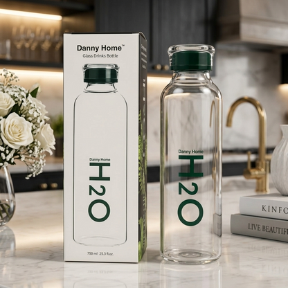 Danny Home H2O Glass Drinks Water Bottle 750ml - Green