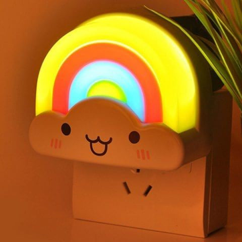 Cute Rainbow Cloud LED Night Light Plug-In for Kids Room