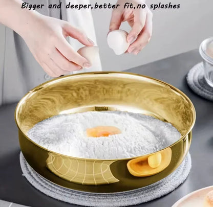 Golden Stainless Steel Serving Bowl with Lid - Multipurpose Storage