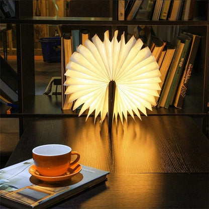 Wooden Folding LED Book Light - Rechargeable Table Lamp