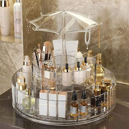 Acrylic 360 rotating cosmetic + jewellery organizer