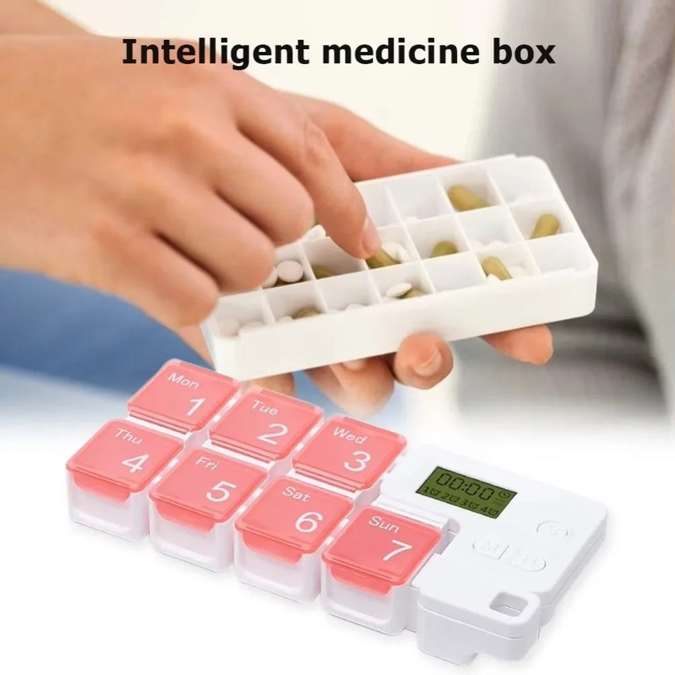 7-Day Smart Pill Organizer Box with Digital Alarm Timer Reminder
