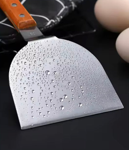 Stainless Steel Tawa Palta Set with Wooden Handle - For Roti & Egg