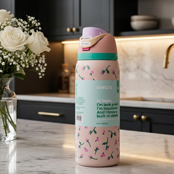 Owala Insulated Water Bottle with Built-in Straw – Rosy Dreams 32oz
