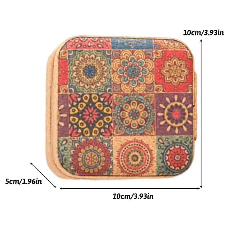 Mini Travel Jewelry Organizer Box with Mosaic Print