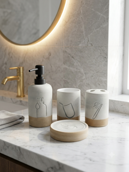 Luxury White Ceramic Bathroom Accessories Set - 4 Piece