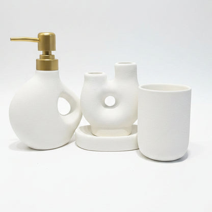 Luxury Off-White Ceramic Bathroom Accessories Set - 4 Piece