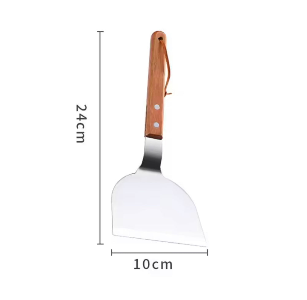 Stainless Steel Tawa Palta Set with Wooden Handle - For Roti & Egg