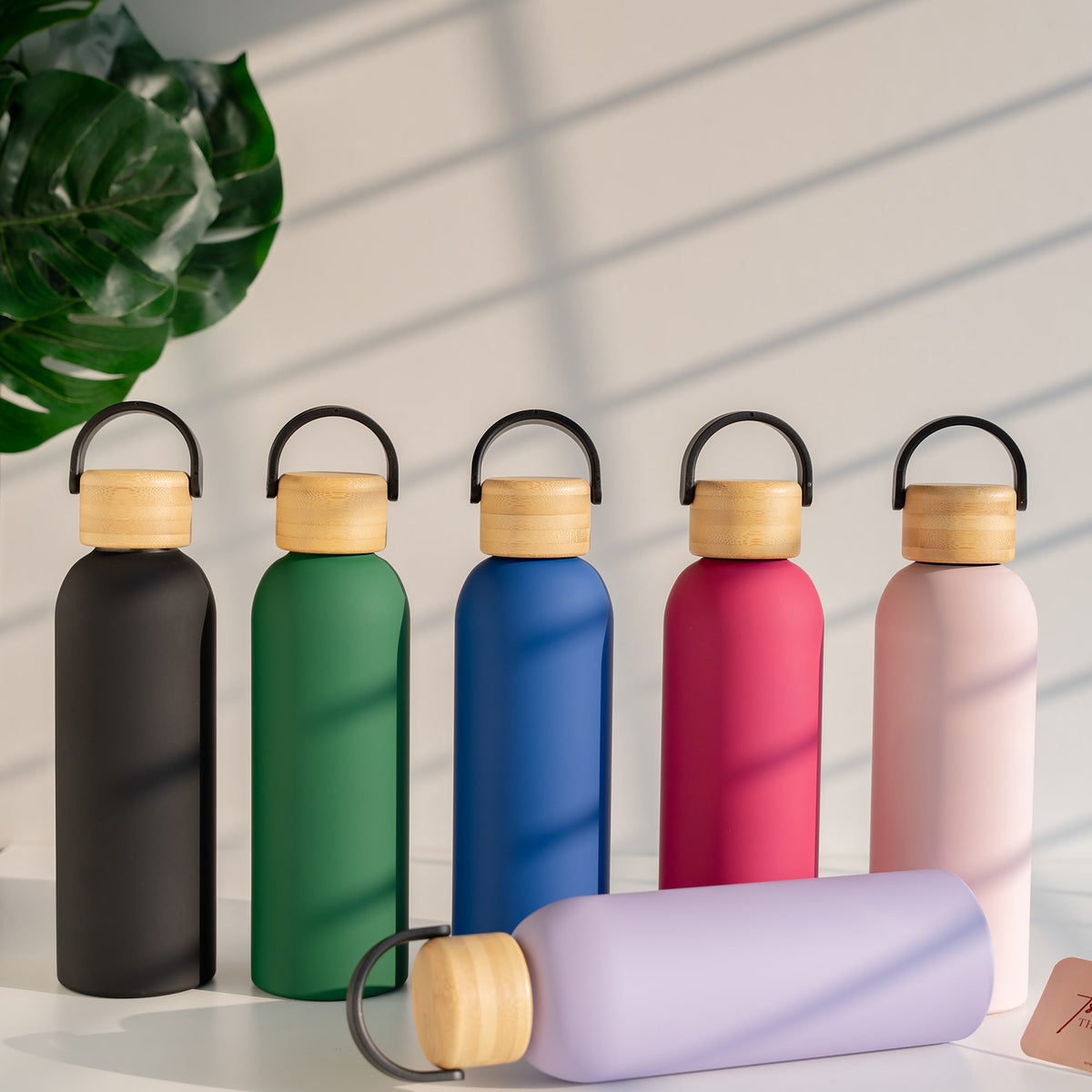Color Coated Steel Thermos Bottle with Bamboo Lid | Insulated Flask