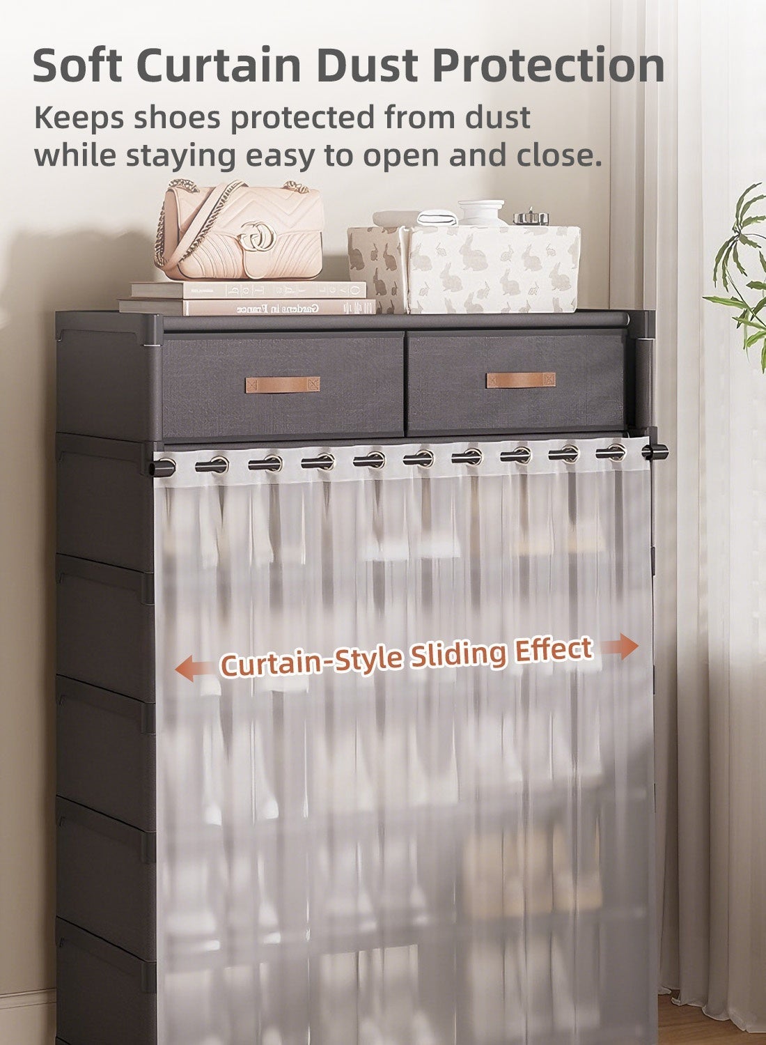 Multi-Layer Shoe Rack Stand Cabinet with Drawers & Dustproof Cover
