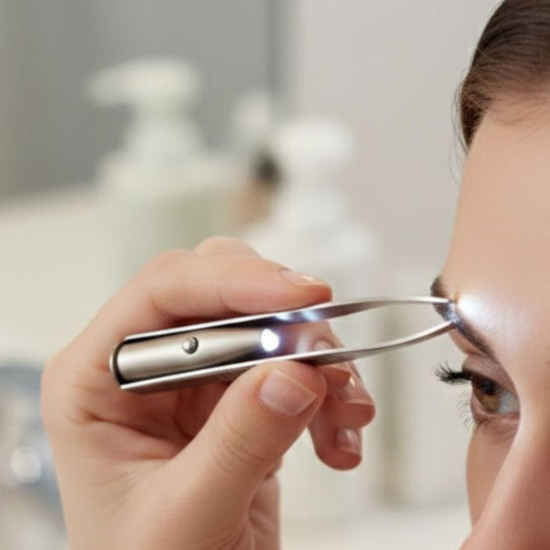 Precision Stainless Steel LED Tweezers for Eyebrows & Facial Hair