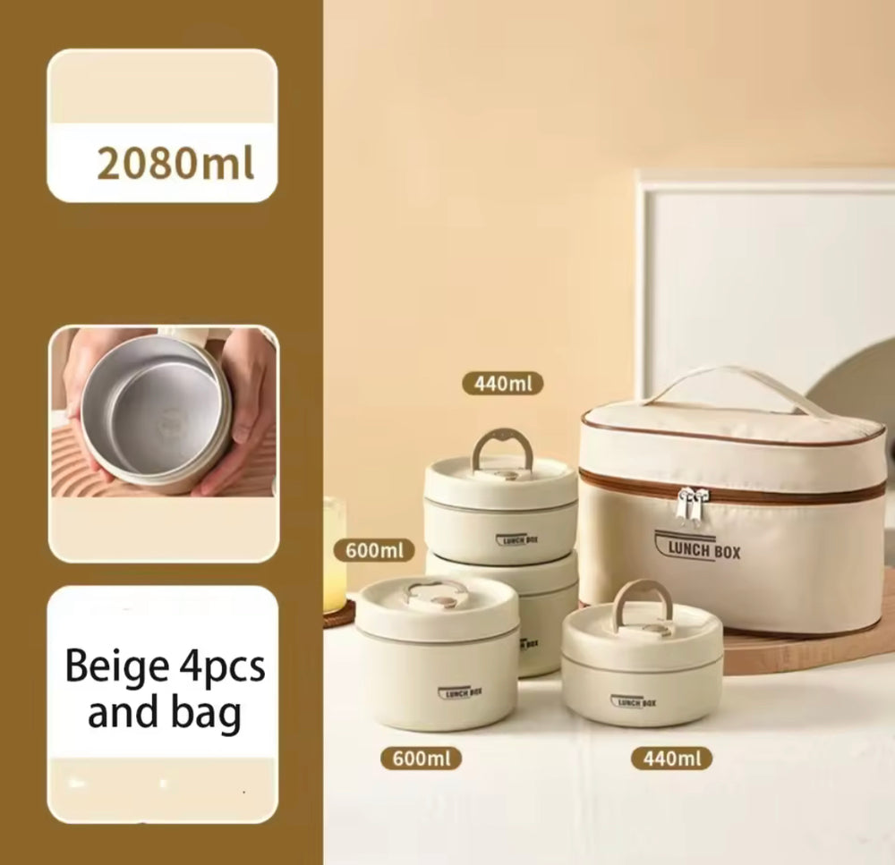 Insulated Stainless Steel Lunch Box Set with Thermal Bag