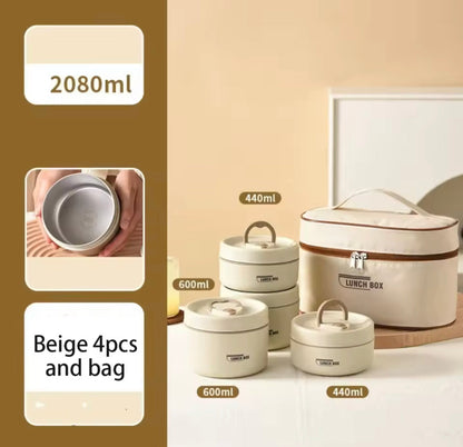 Insulated Stainless Steel Lunch Box Set with Thermal Bag