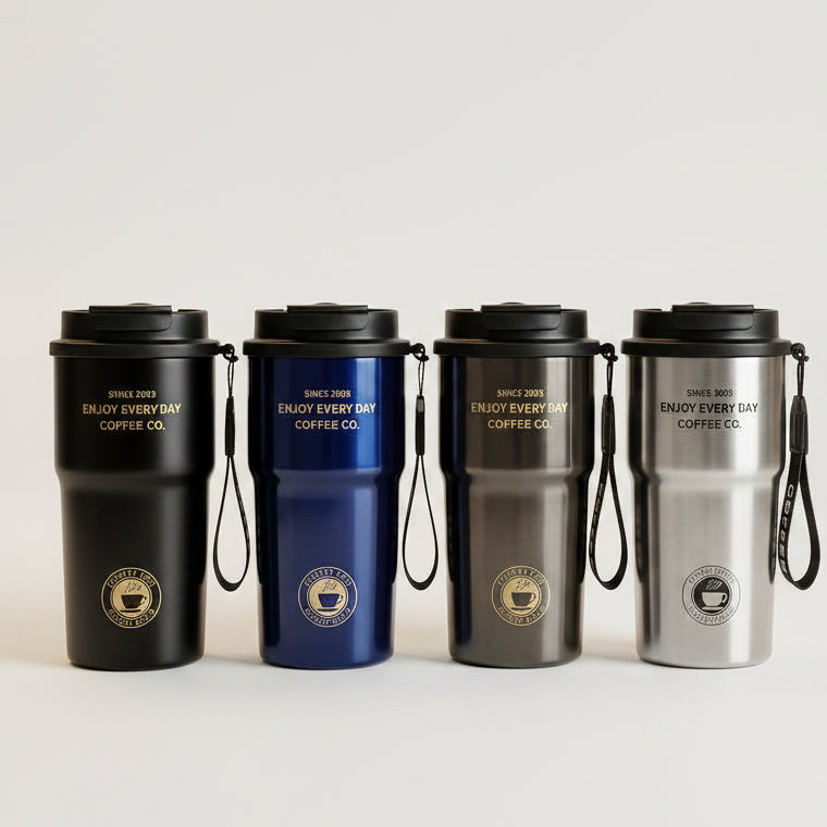 Stainless Steel Vacuum Insulated Coffee Mug Tumbler with Lanyard