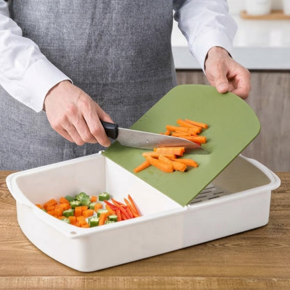 3-in-1 Multifunctional Cutting Board with Colander Strainer Trays