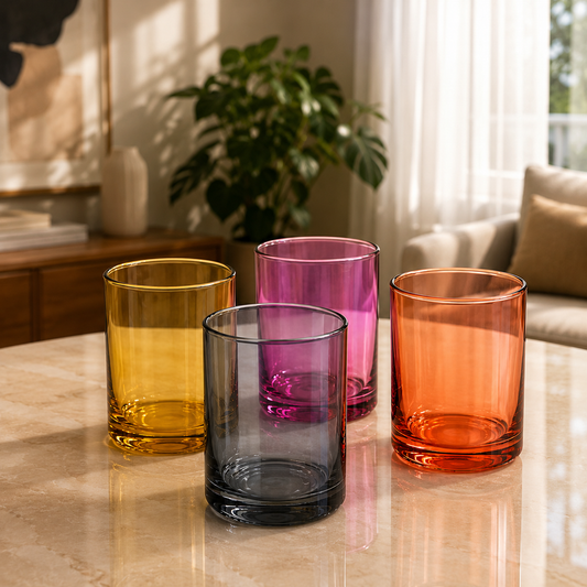 Danny Home 4 Pcs Multicolor Glass Tumbler Set 385ml