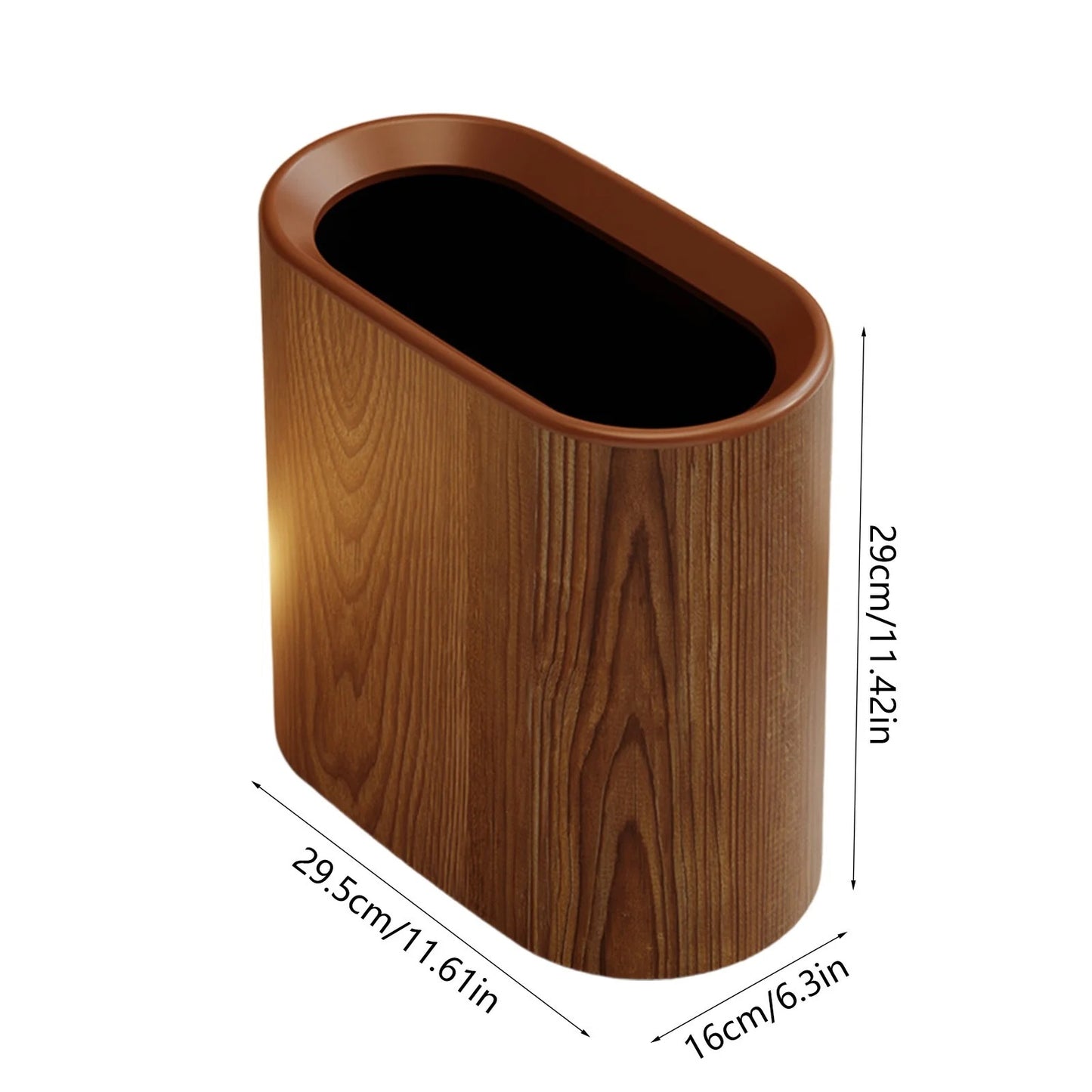 Nordic Wooden Grain Dustbin with Press Lid – Slim Trash Can
