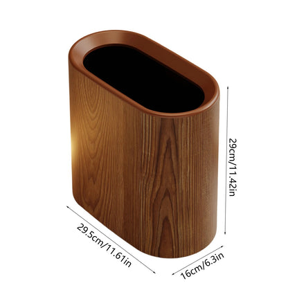 Nordic Wooden Grain Dustbin with Press Lid – Slim Trash Can