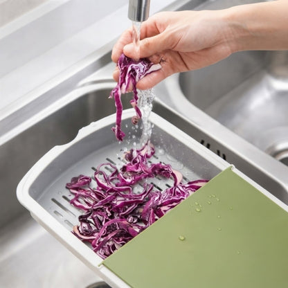 3-in-1 Multifunctional Cutting Board with Colander Strainer Trays