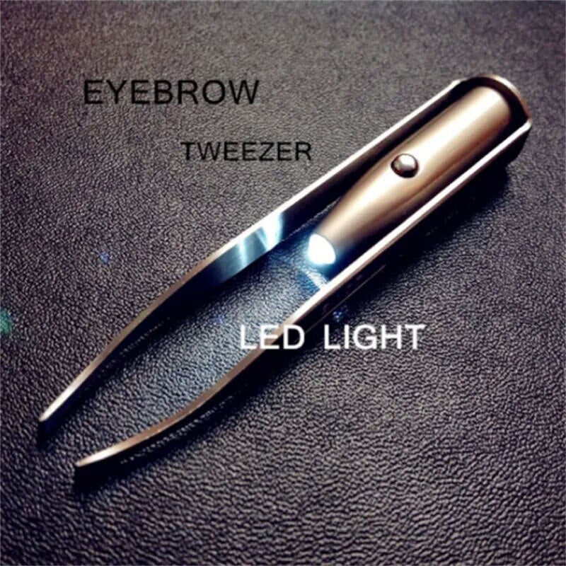 Precision Stainless Steel LED Tweezers for Eyebrows & Facial Hair
