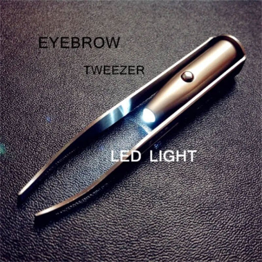 Precision Stainless Steel LED Tweezers for Eyebrows & Facial Hair
