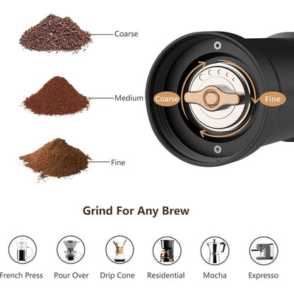 Manual Coffee Bean Grinder - Stainless Steel Burr Mill