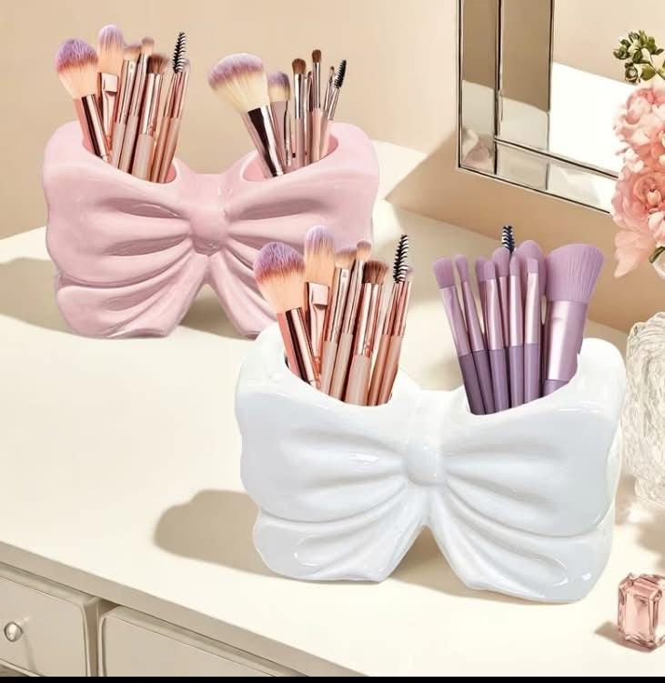 Bow Shaped Makeup Brush Holder & Vanity Desk Organizer