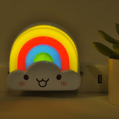 Cute Rainbow Cloud LED Night Light Plug-In for Kids Room