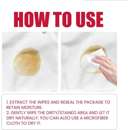 Portable Stain Remover Wipes for Clothes (Pack of 20)